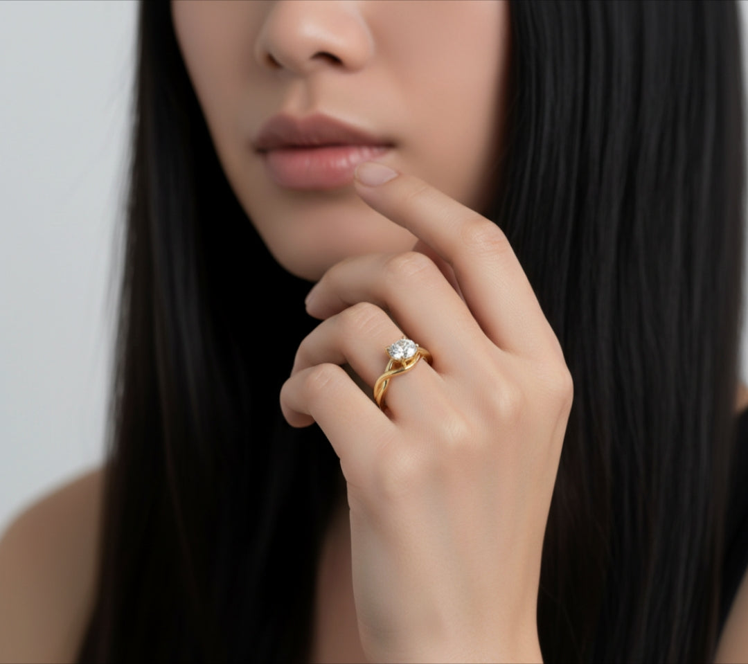 Divienne's Golden Whisper Natural Diamond Solitaire Ring