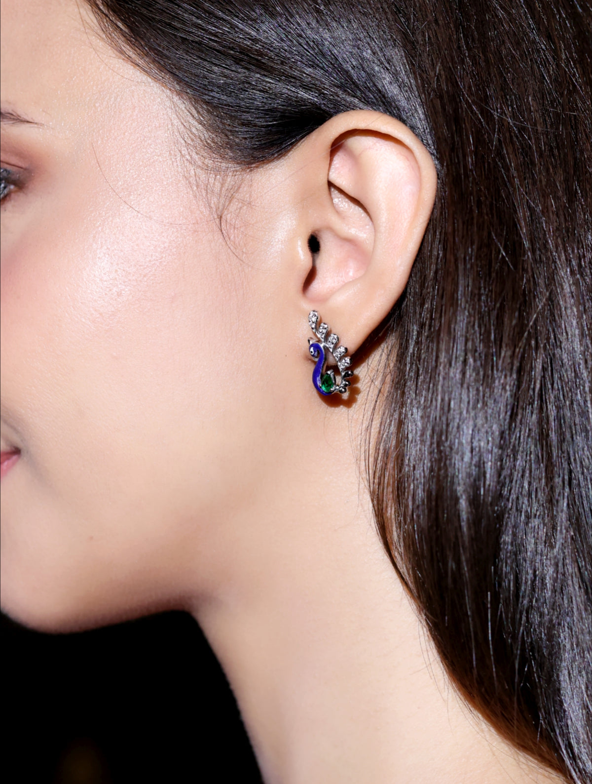 Divienne's Royal Peacock Natural Diamond Earrings