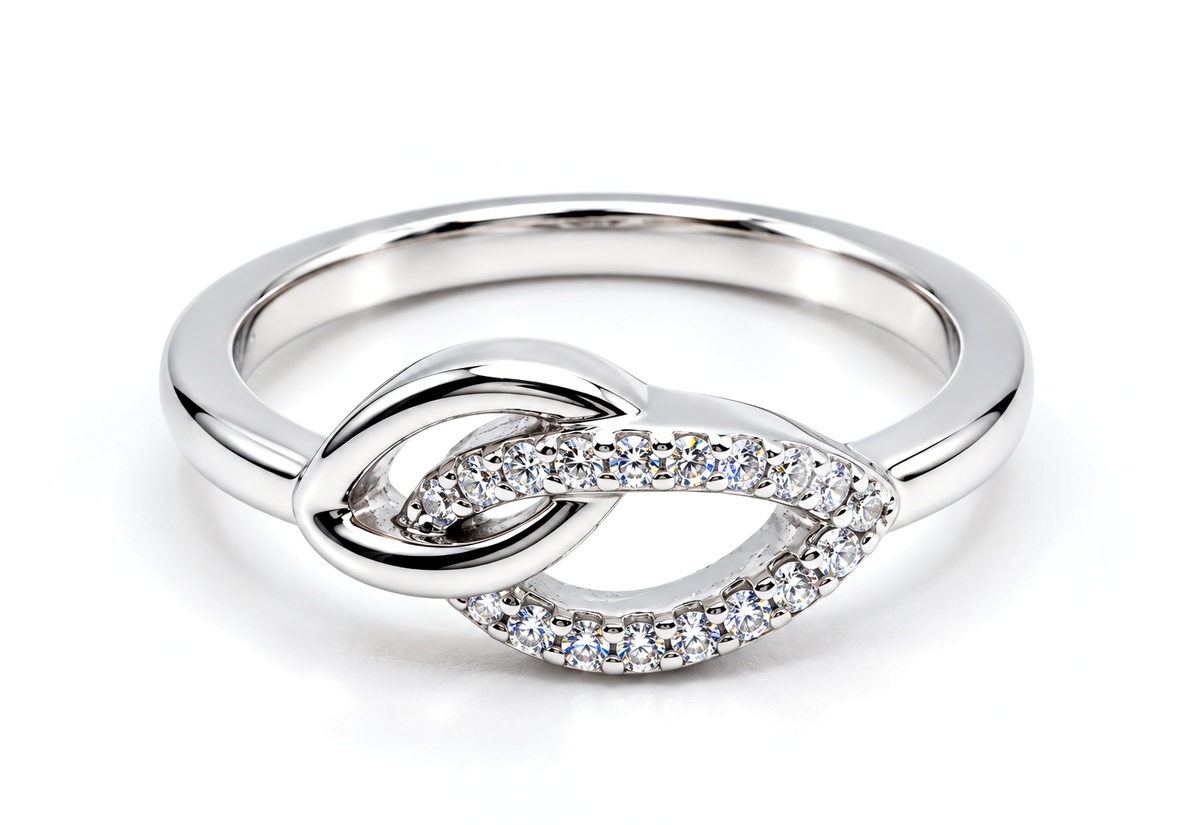 Divienne's Radiance Knot Natural Diamond Ring (Silver)
