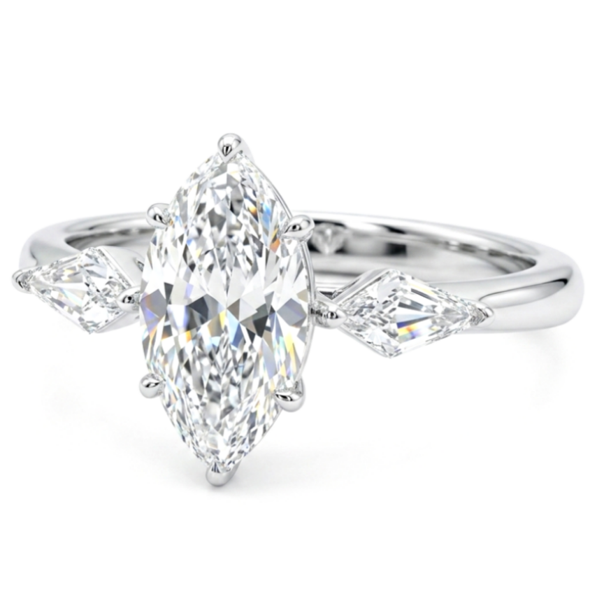 Divienne's Trinity Marquis Natural Diamond Solitaire Ring