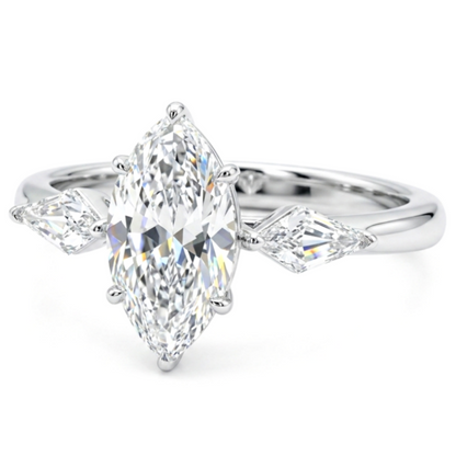 Divienne's Trinity Marquis Natural Diamond Solitaire Ring