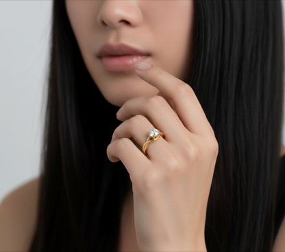 Divienne's Golden Whisper Natural Diamond Solitaire Ring