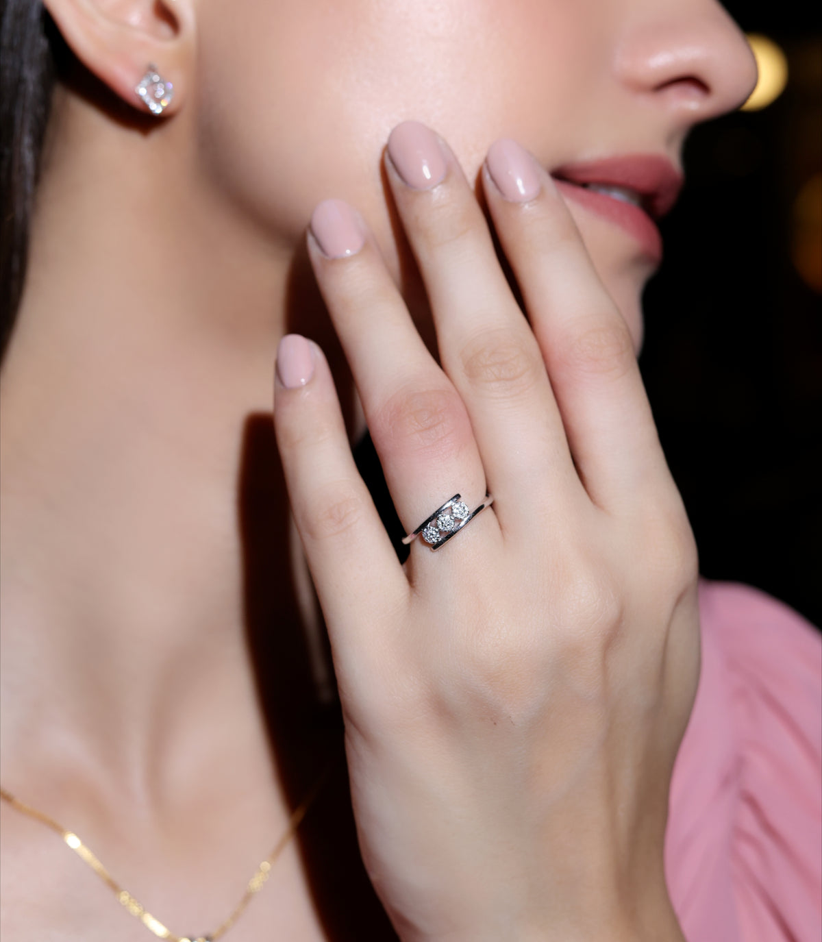 Divienne's Triara Natural Diamond Ring (Silver)