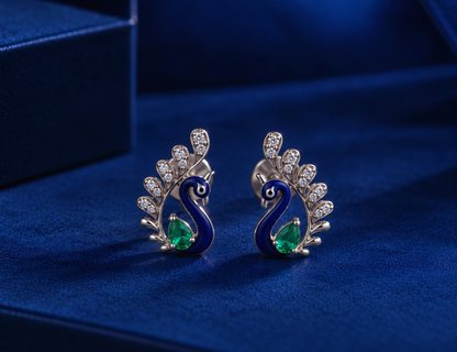 Divienne's Royal Peacock Natural Diamond Earrings