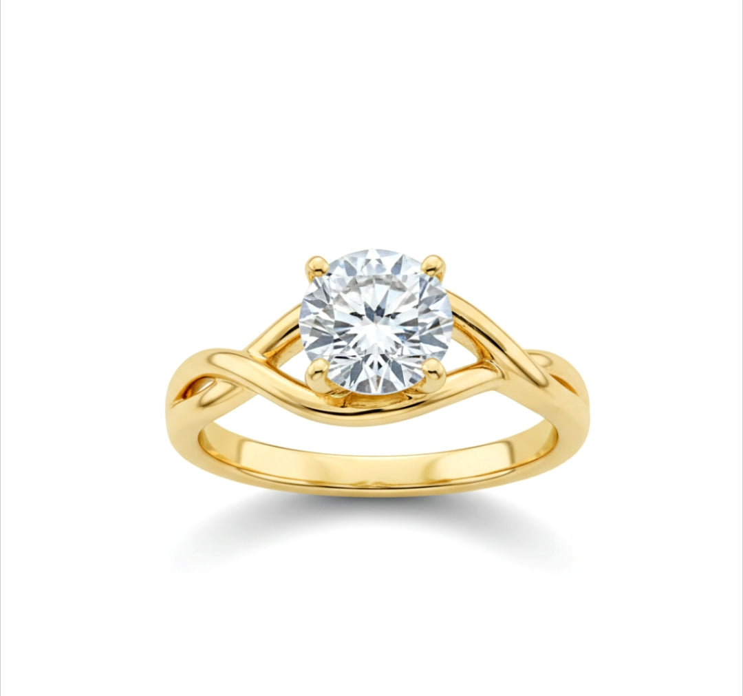 Divienne's Golden Whisper Natural Diamond Solitaire Ring