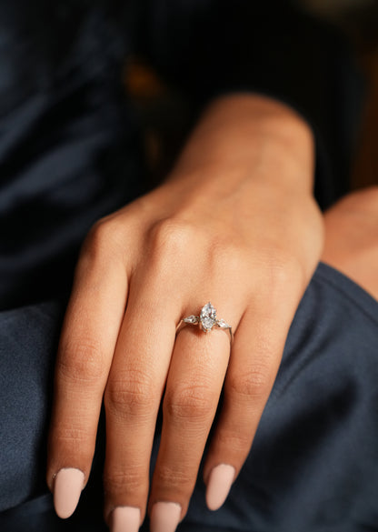 Divienne's Trinity Marquis Natural Diamond Solitaire Ring