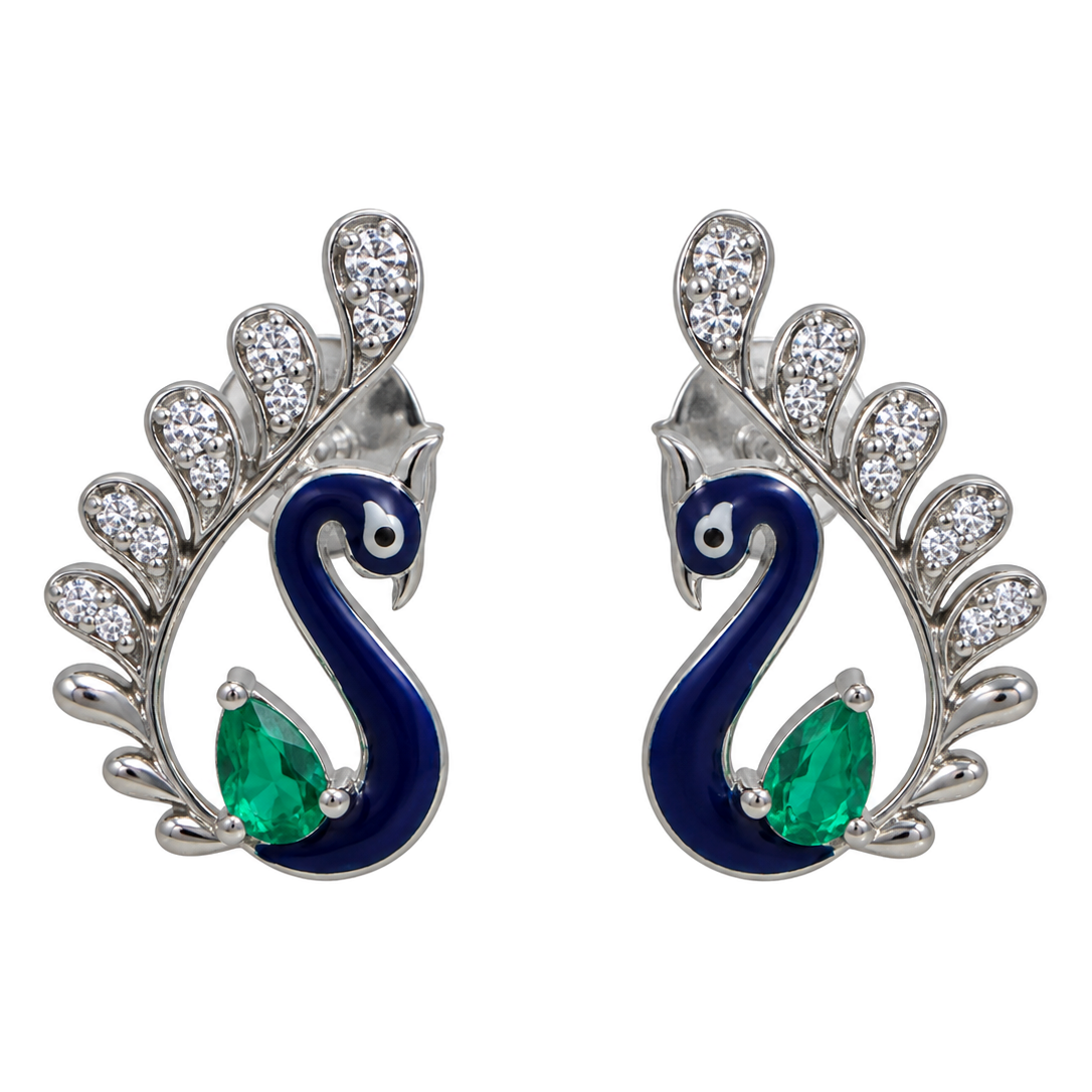 Divienne's Royal Peacock Natural Diamond Earrings