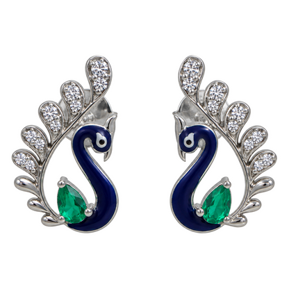 Divienne's Royal Peacock Natural Diamond Earrings