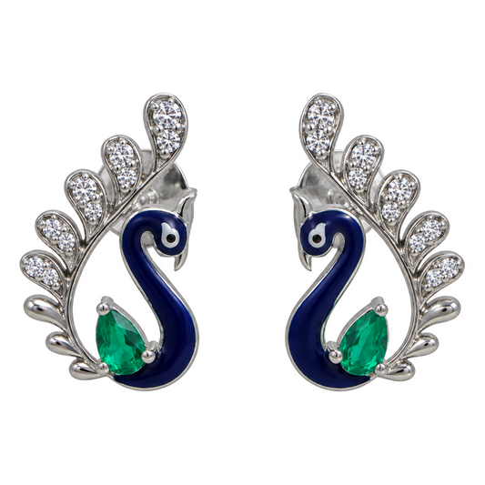 Divienne's Royal Peacock Natural Diamond Earrings